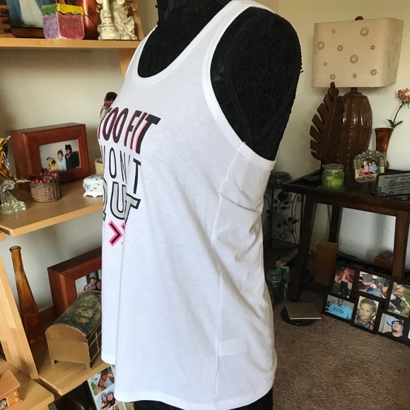WORK OUT RACER BACK TANK TOP TOO FIT TO QUIT - Picture 3 of 5