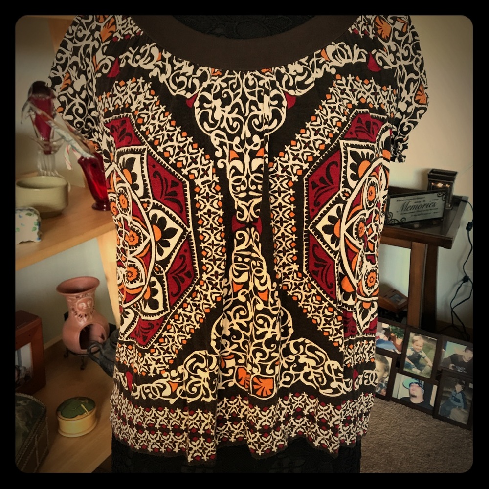 CUTE BOHO PRINT / FALL COLORS BLOUSE