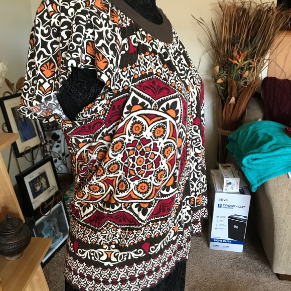 CUTE BOHO PRINT / FALL COLORS BLOUSE - Picture 2 of 5