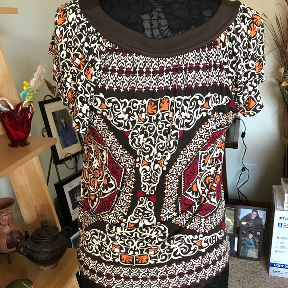 CUTE BOHO PRINT / FALL COLORS BLOUSE - Picture 4 of 5