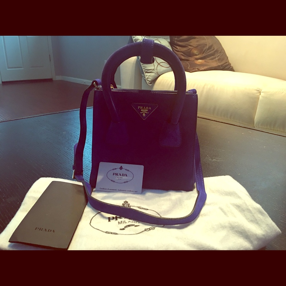 blue suede handbag/ crossbag