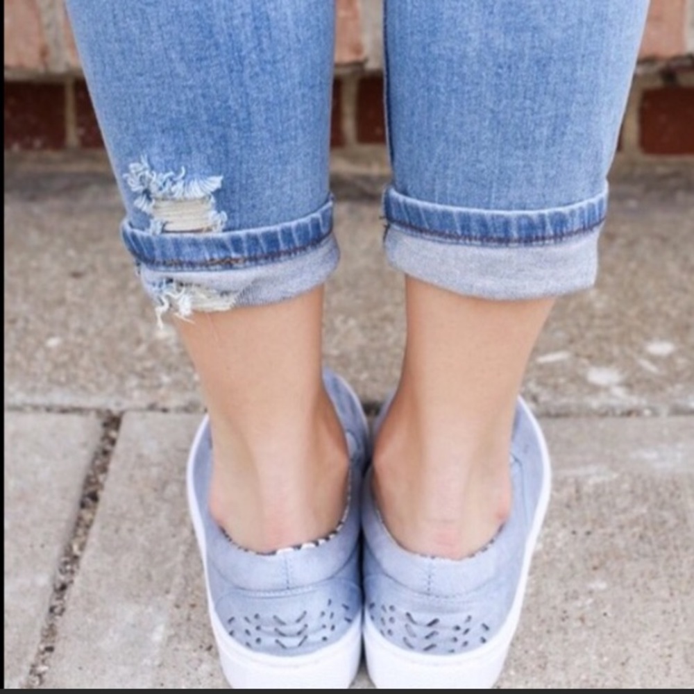 Blue laser cut slip on sneakers RESTOCKED - Picture 2 of 3