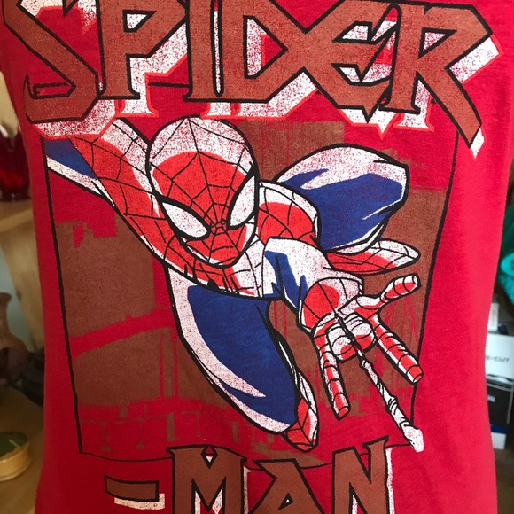 SPIDER MAN DISTRESSED RED BASEBALL TSHIRT - Picture 2 of 5