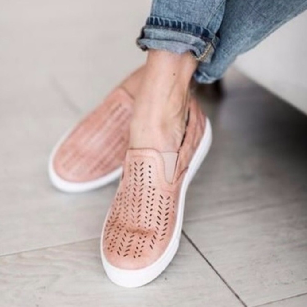 Pink laser cut slip on sneakers/RESTOCKED - Picture 3 of 5