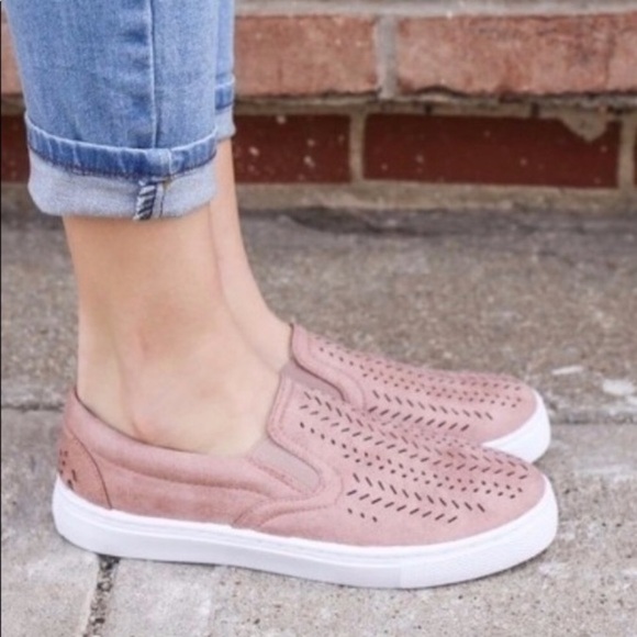 Pink laser cut slip on sneakers/RESTOCKED - Picture 2 of 5