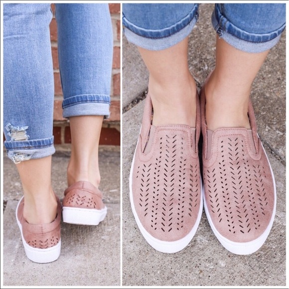 Pink laser cut slip on sneakers/RESTOCKED - Picture 4 of 5