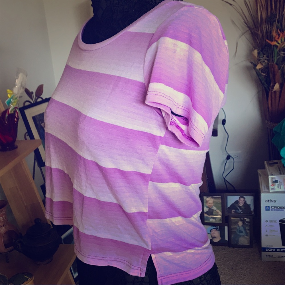 AEO PURPLE /WHITE STRIPE SOFT CROP TOP