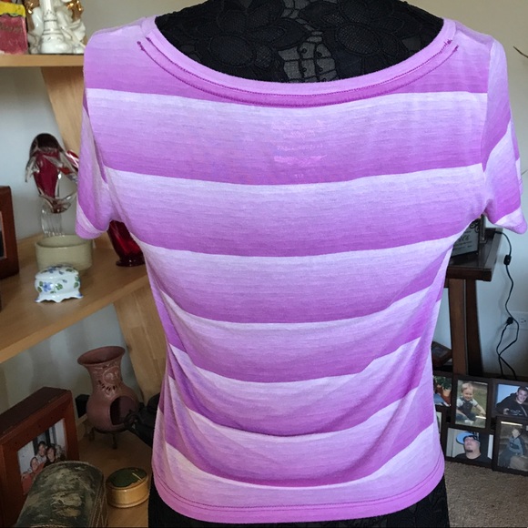AEO PURPLE /WHITE STRIPE SOFT CROP TOP - Picture 4 of 5
