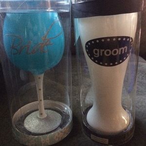 Bride Wine Glass and Groom Pilsner