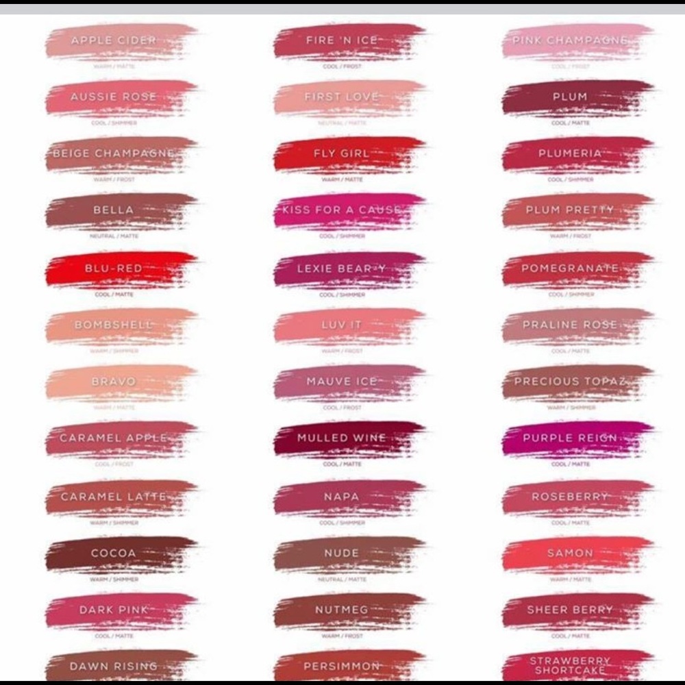 All of the current colors available!!✨💋💄