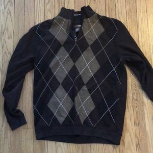 Men's argyle sweater- quarter zip size large