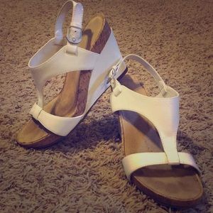 White wedged sandals