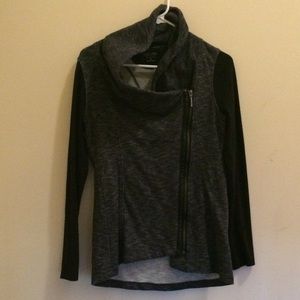 Asymmetrical zip funnel neck jacket