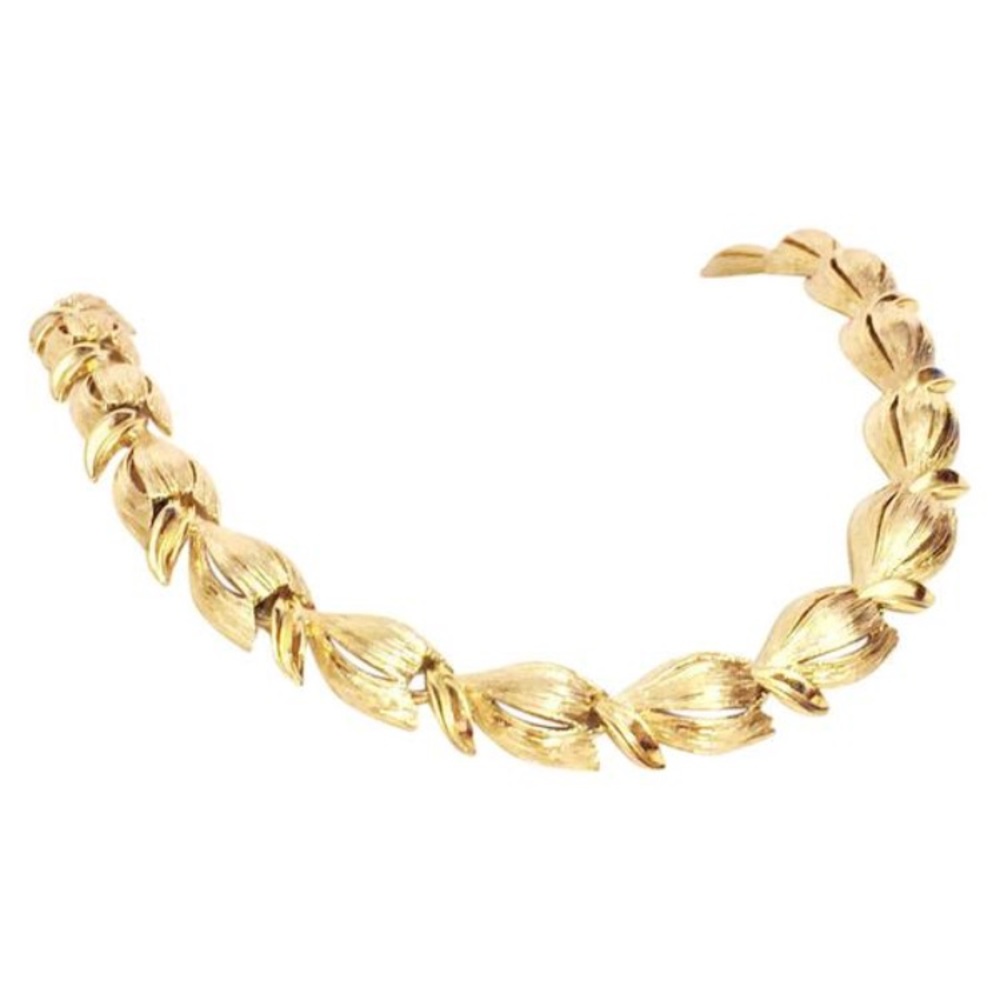 Vintage gold tone articulated choker necklace