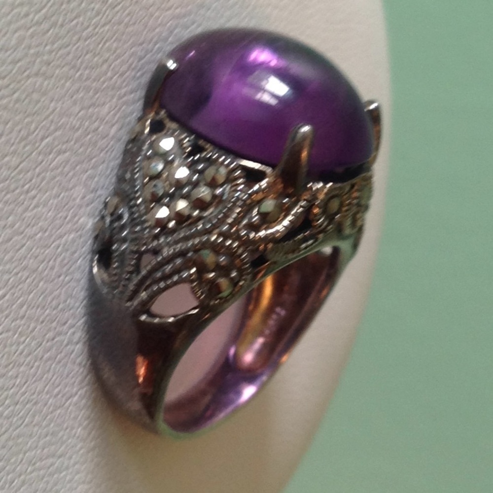 Boho ring amethyst costume jewelry