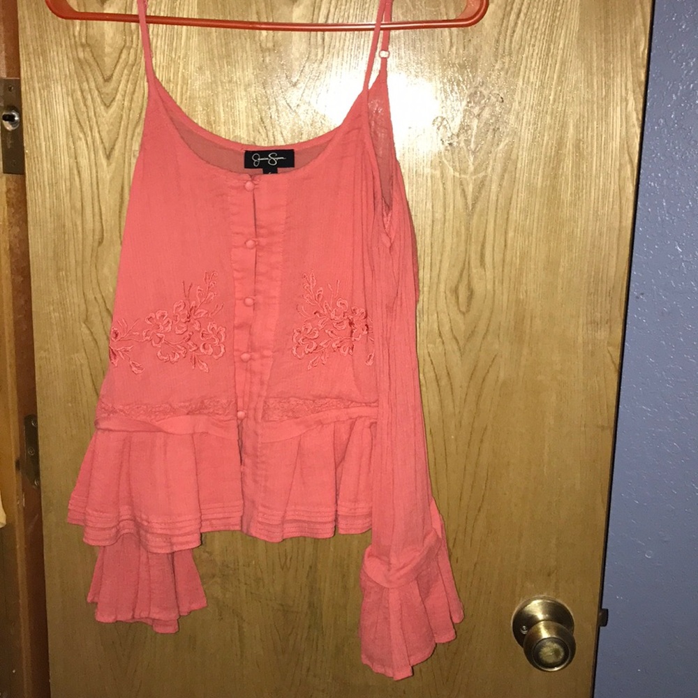 Jessica Simpson Cold Shoulder Pink Blouse Button