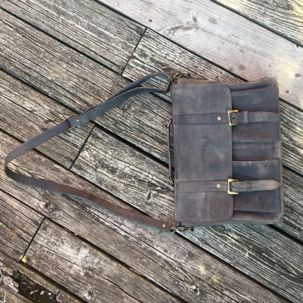 Leather laptop bag custom made