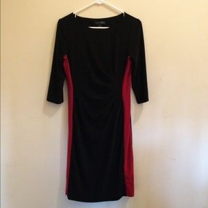 3/4 sleeve black and red dress