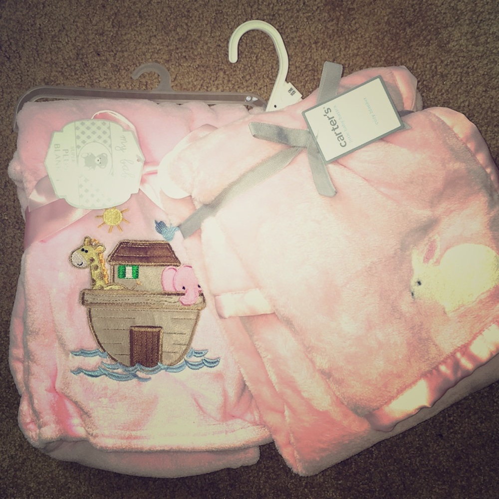 2 BNWT Baby girl plush & pink baby blankets