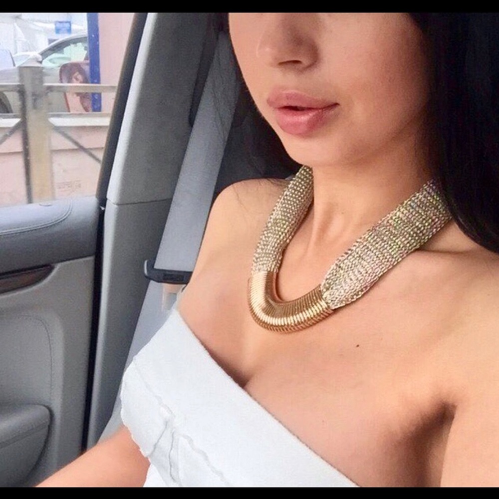 Gold rope chain statement necklace