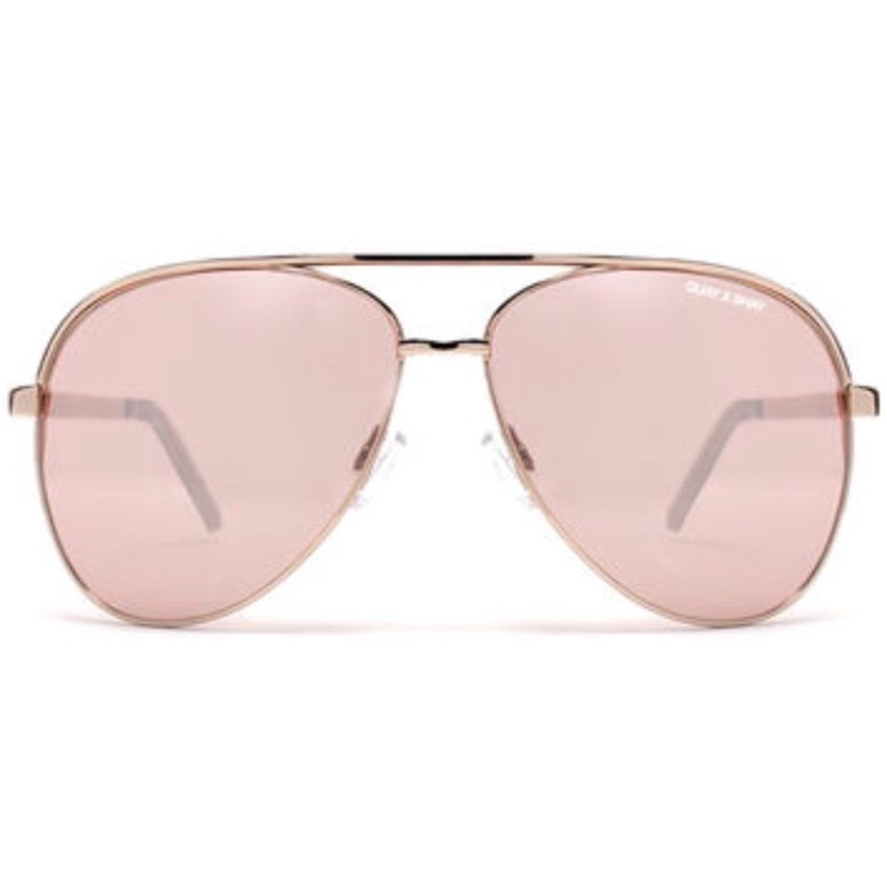 Quay x Shay rose colored mirrored sunglasses