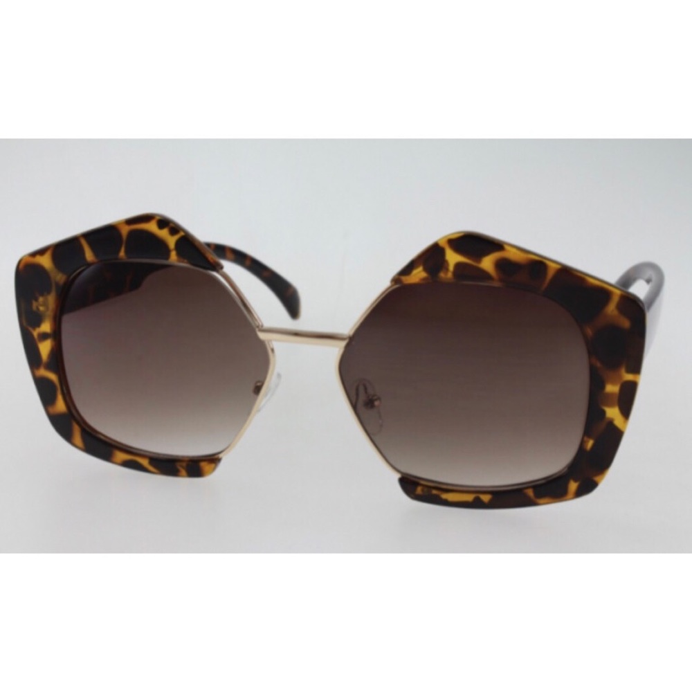 Tortoise Pentagon Shaped Sunglasses