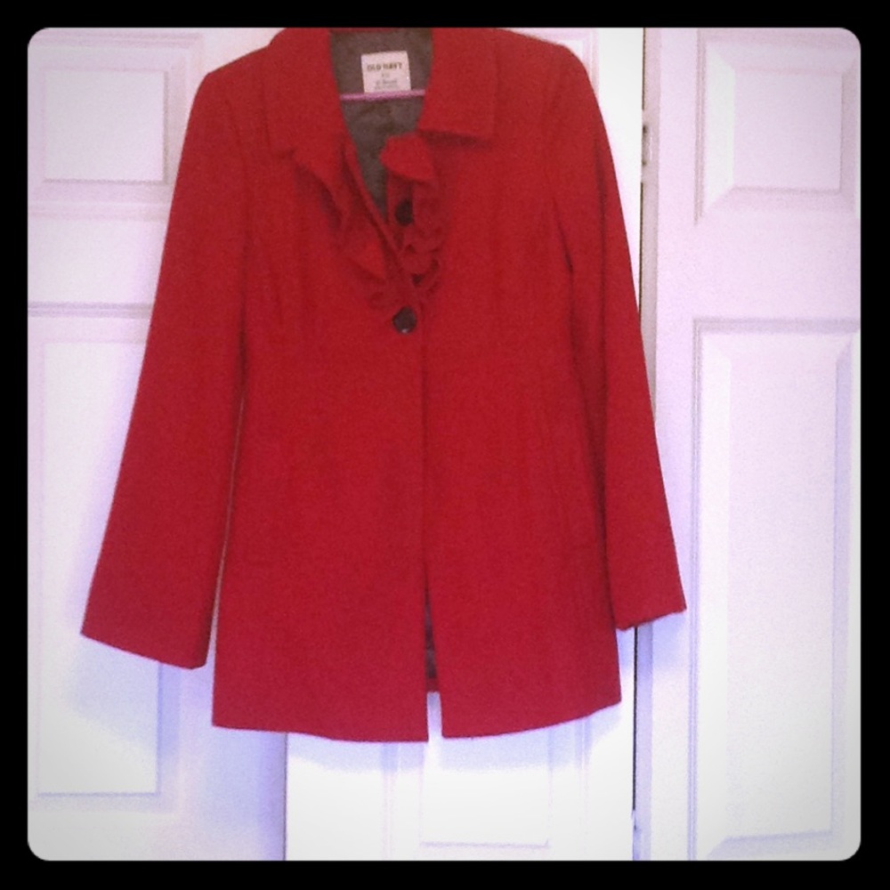 Wool pea-coat. X-small. RED