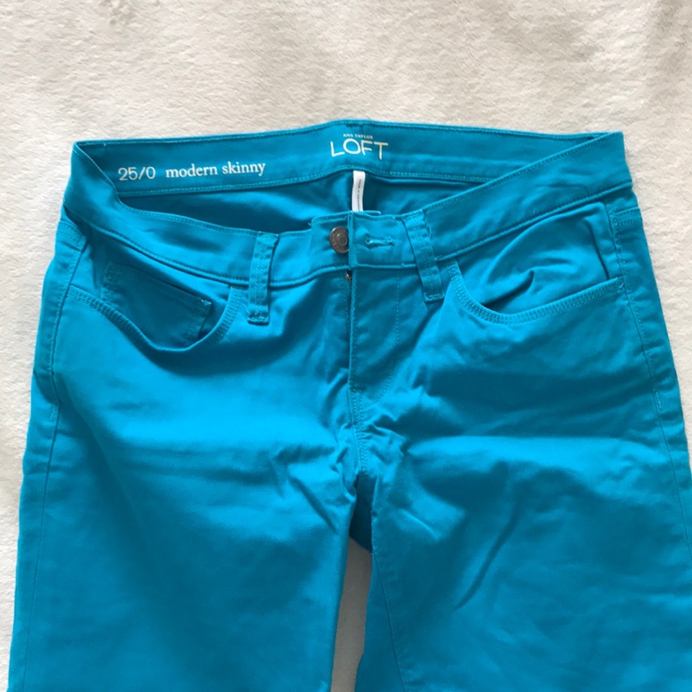 Loft denim neon blue jeans modern skinny fit