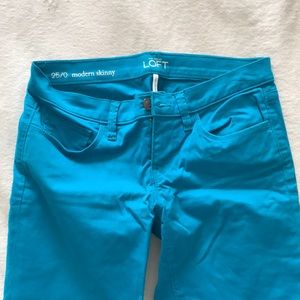 Loft denim neon blue jeans modern skinny fit