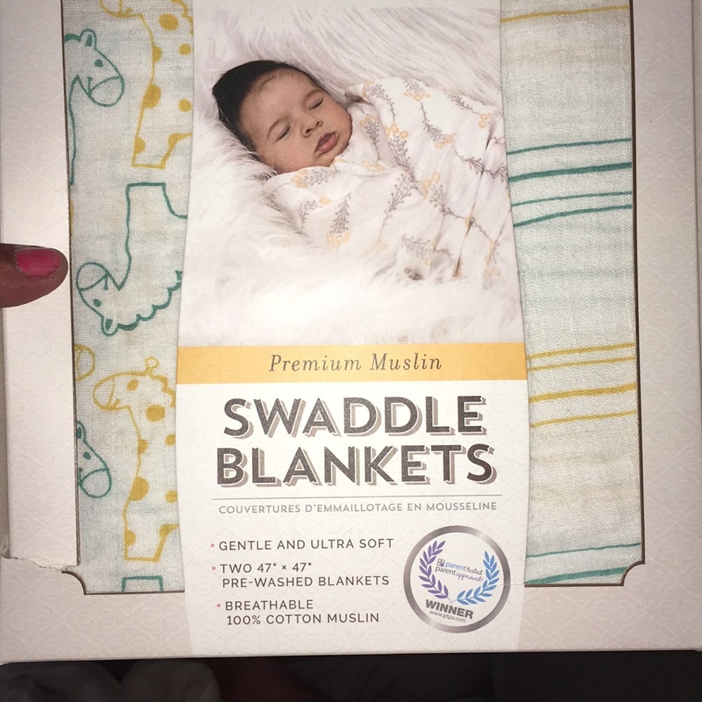 Box of two premium Swaddle Blankets. Very classy