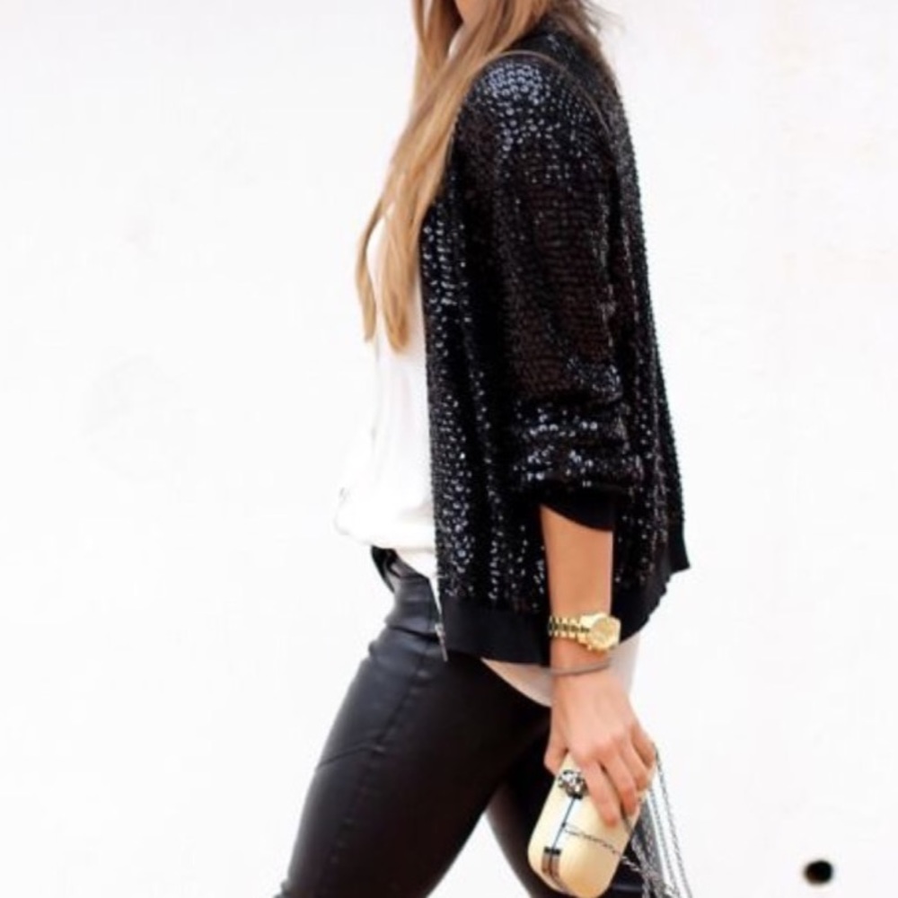 SEQUINED BOMBER JACKET - Picture 3 of 4