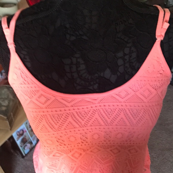 PINK CORAL CROCHET LACE SPAGHETTI STRAP CAMISOLE - Picture 3 of 6