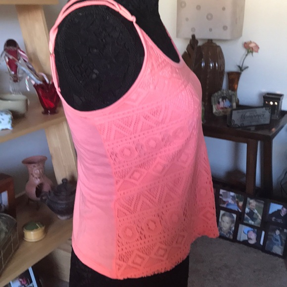 PINK CORAL CROCHET LACE SPAGHETTI STRAP CAMISOLE - Picture 4 of 6