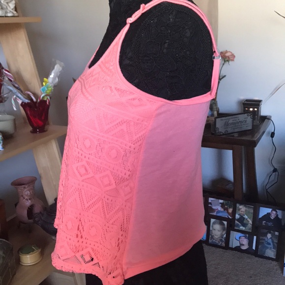 PINK CORAL CROCHET LACE SPAGHETTI STRAP CAMISOLE - Picture 5 of 6