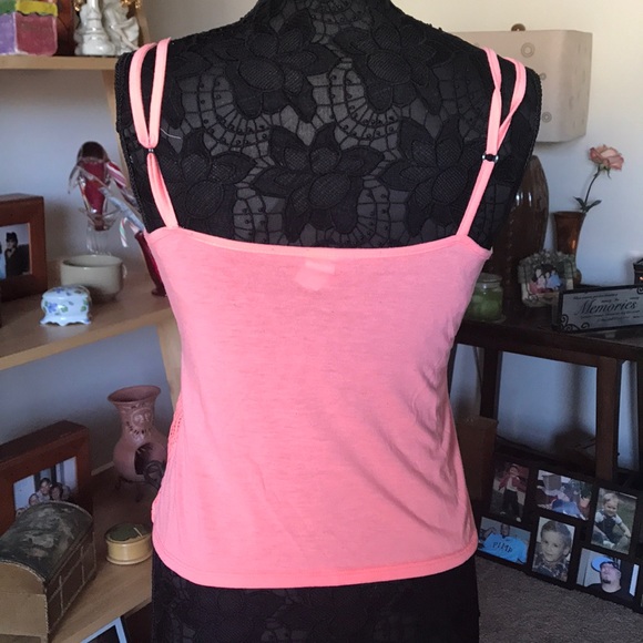 PINK CORAL CROCHET LACE SPAGHETTI STRAP CAMISOLE - Picture 6 of 6