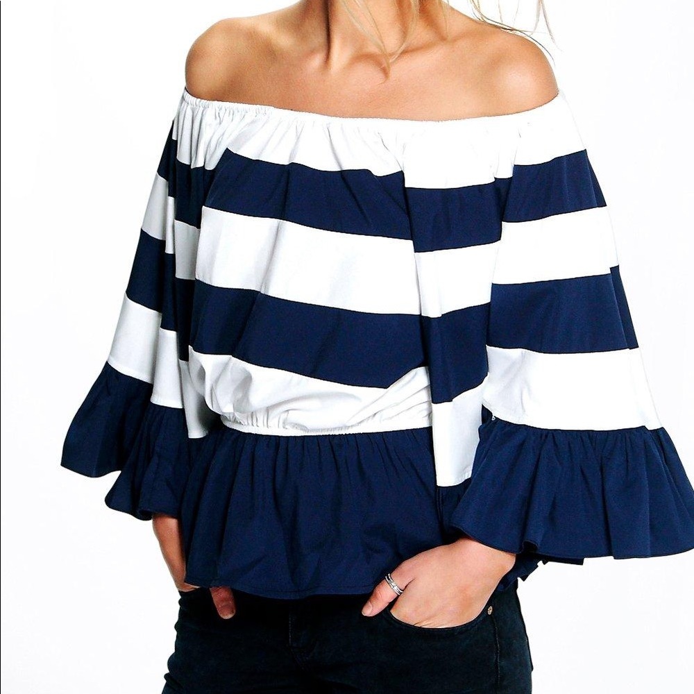 Striped Off Shoulder Top (Worn Once)