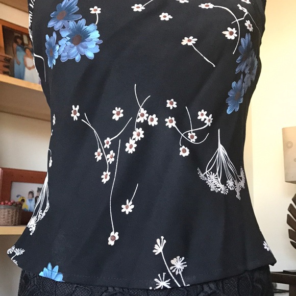 DARK NAVY BLUE CHIFFON FLORAL CAMISOLE - Picture 2 of 6