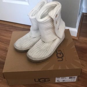 White Knit UGG Boots