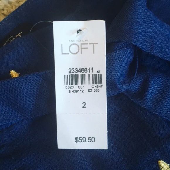 🎉HP!🎉 NWT LOFT tie waist embroidered shorts - Picture 3 of 3