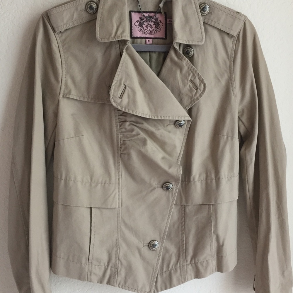 Juicy Short Ruffle Khaki Jacket w/ Epaulettes
