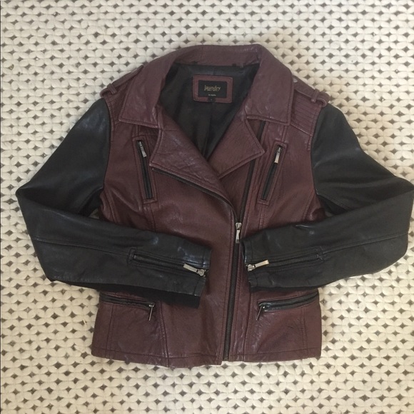 Laundry By Shelli Segal Two Tone Leather Jacket - Picture 2 of 2