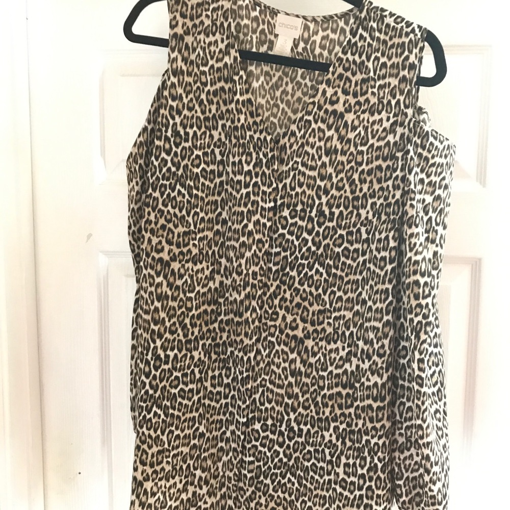 Chicos's cold shoulder animal print blouse size 3