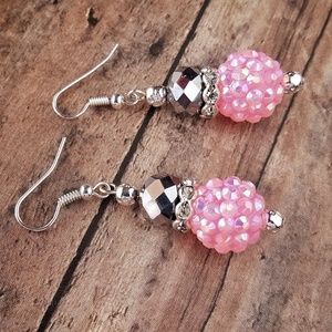 Crystal Pink Bead Earrings