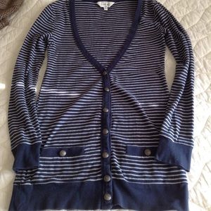 Navy and grey striped long cardigan