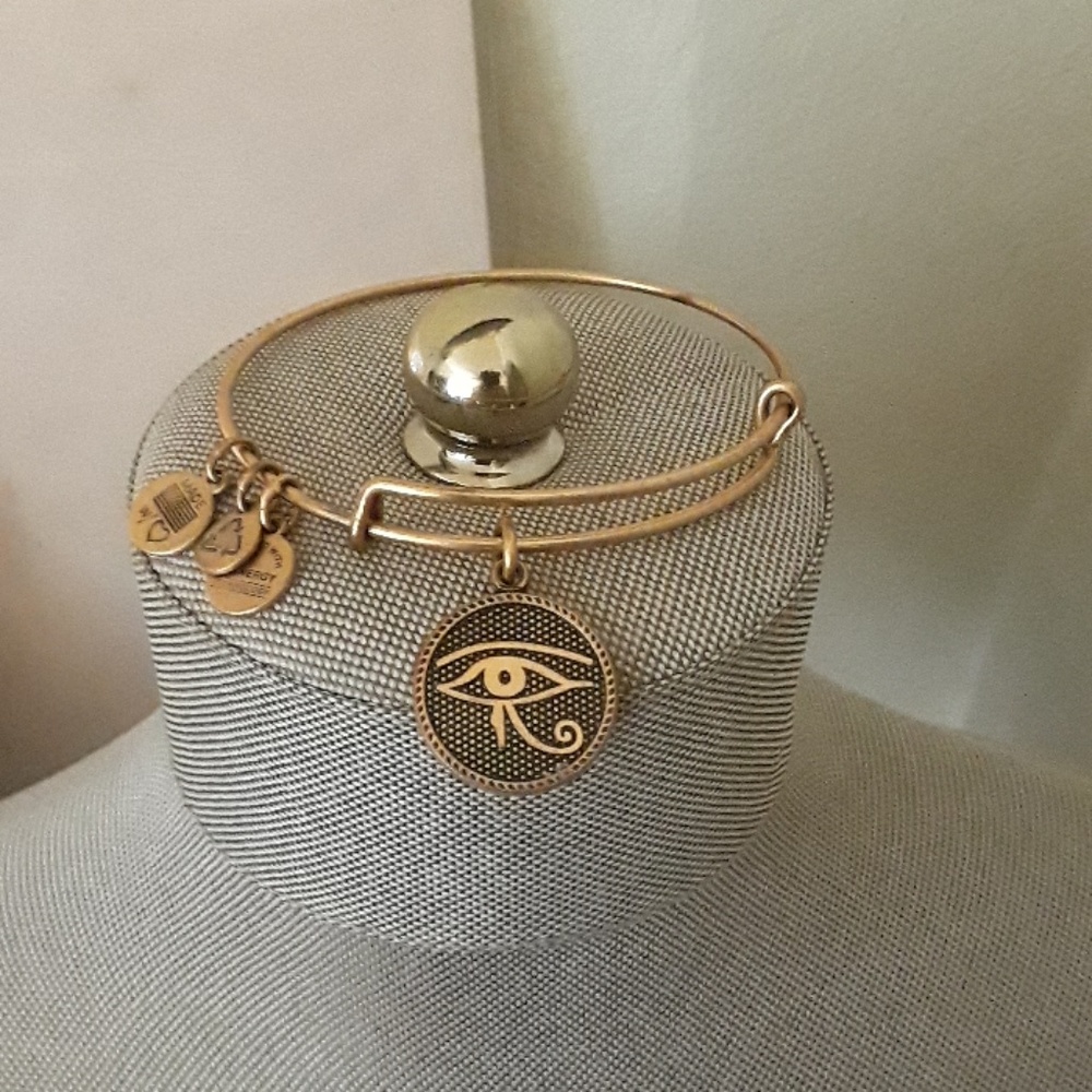 Alex & Ani Gold Bangle with Eye of Horus charm