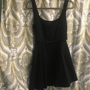 Olivaceous black cutout flare dress