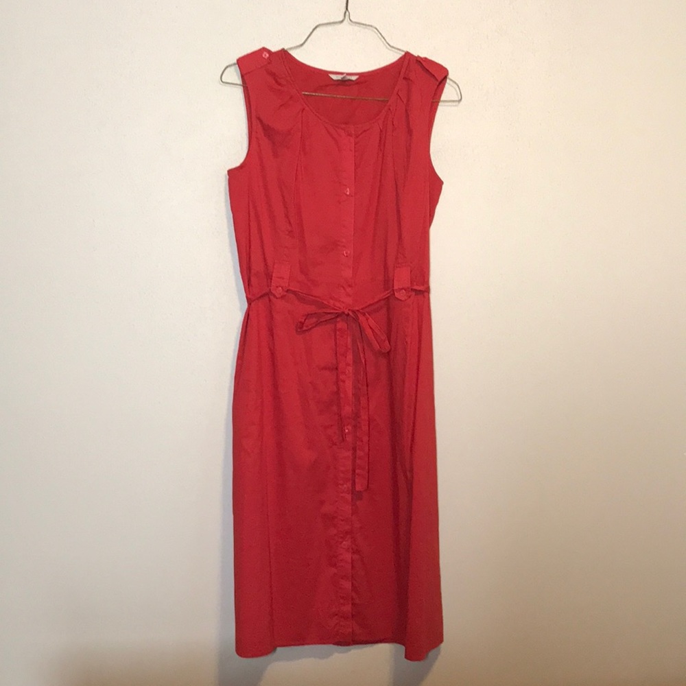 Salmon Sleeveless Button-front Dress