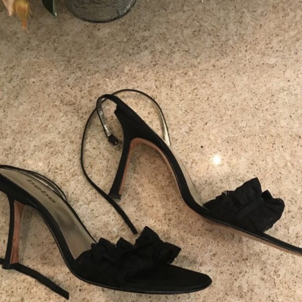 Bebe Lacey cris-cross ankle wrap heels