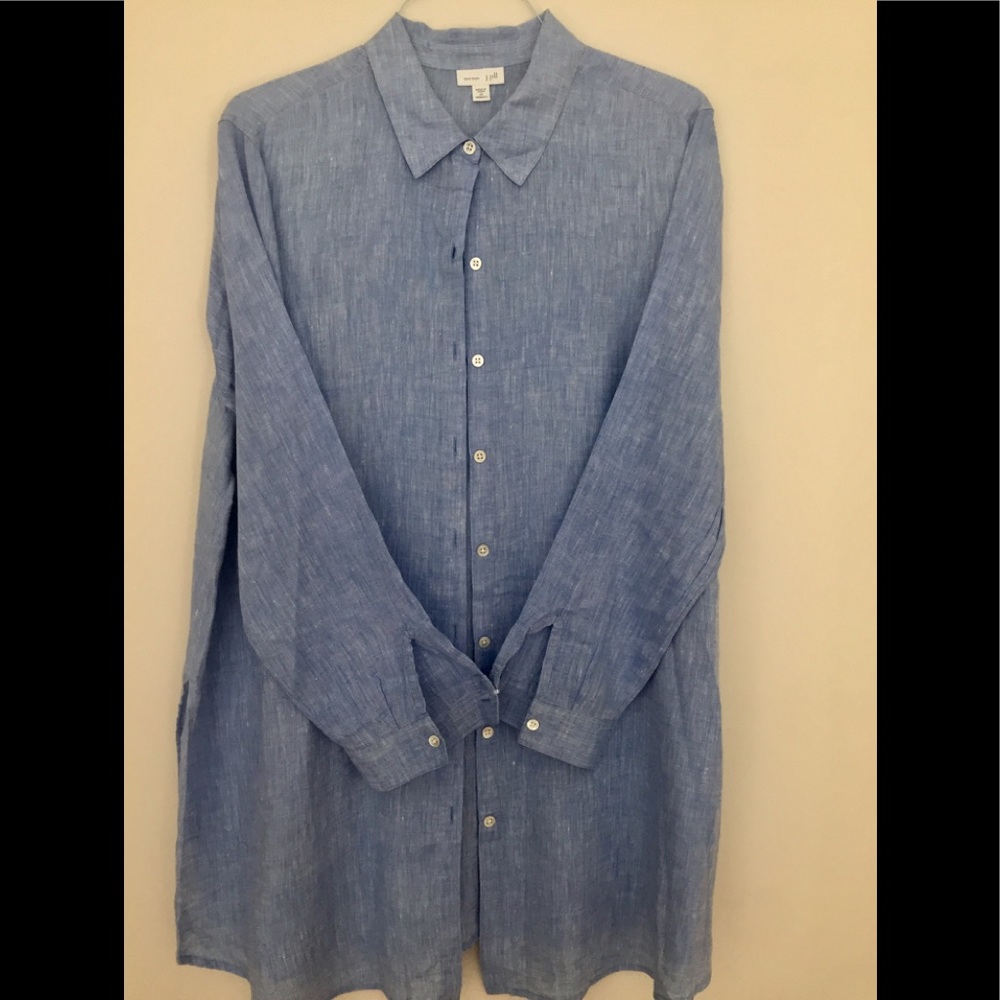 J.Jill yarn-dyed linen big shirt 2x