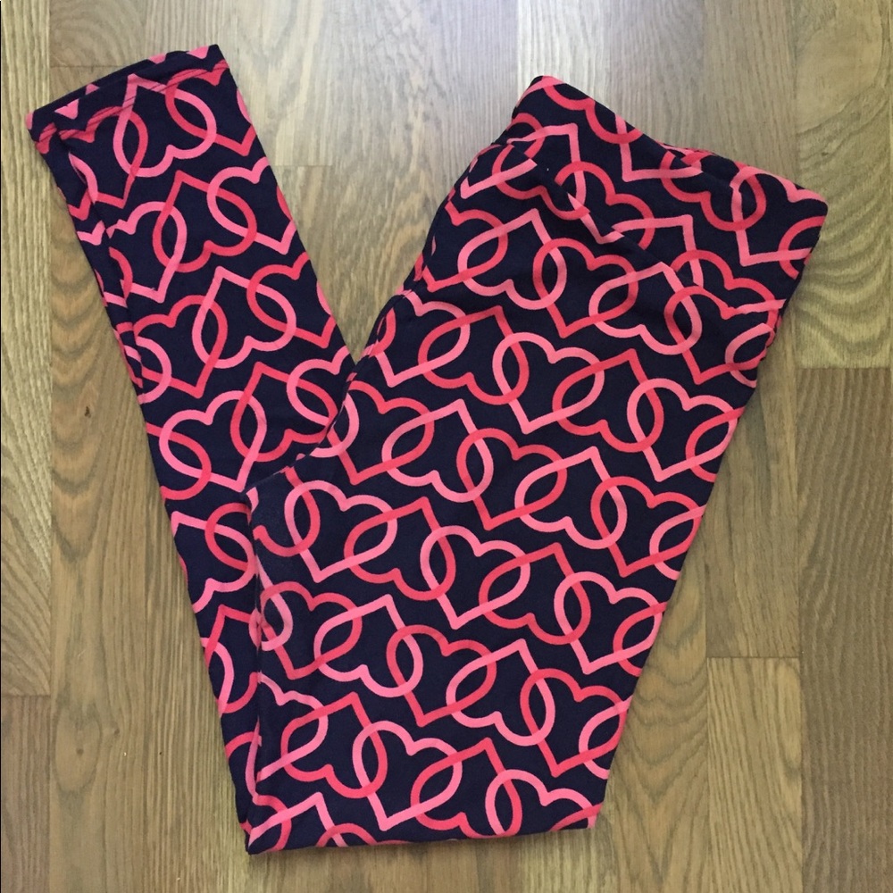 💗LuLaRoe Linked Hearts Leggings TC EUC 💗